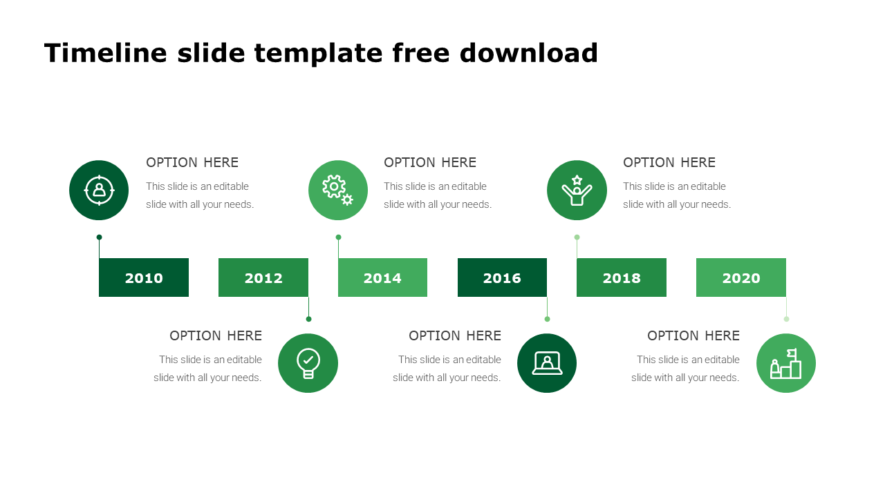 Timeline slide template free download-green